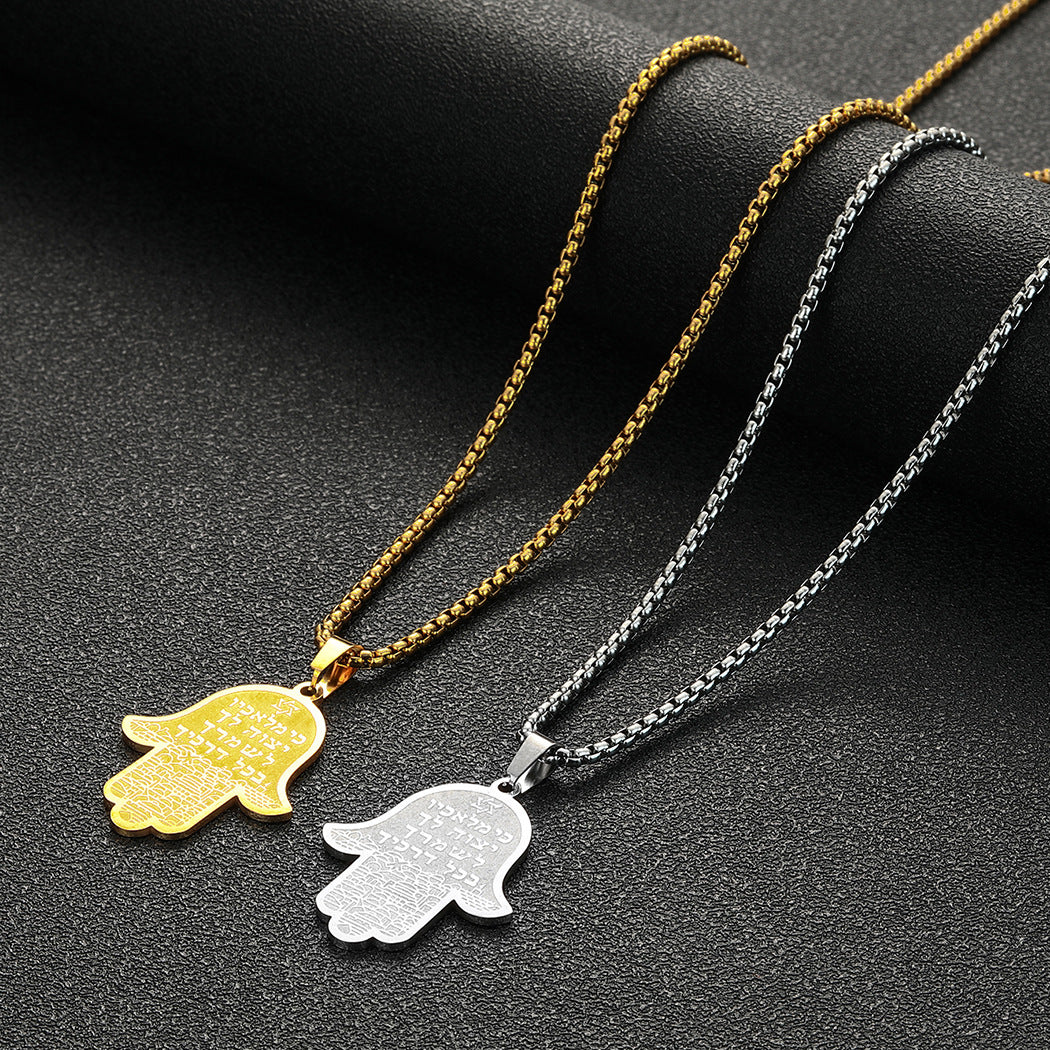 Collar con colgante de Fátima para hombre, mano de Hamsa, acero inoxidable, joyería al por mayor